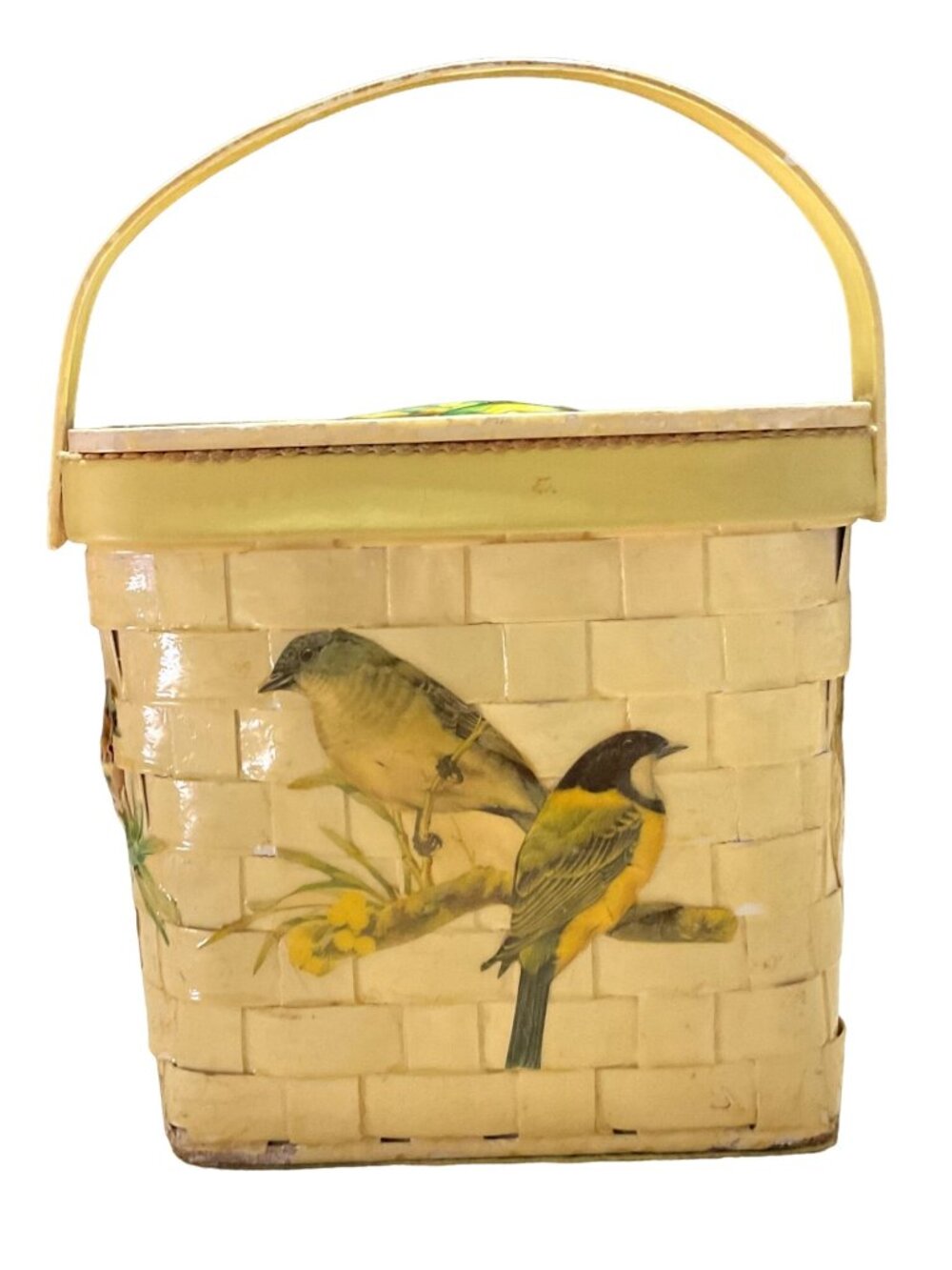 Vtg 1960 Annie Laurie Basket Purse Satchel Birds Handmade Palm Beach Florida